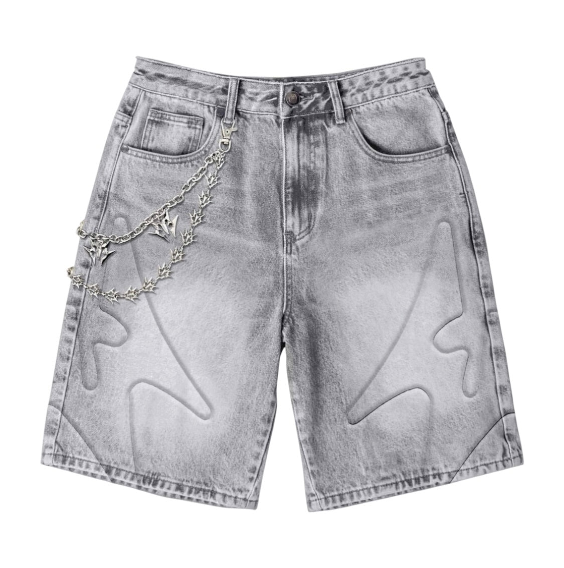 MELEE SHOGUN EMBOSSED DENIM SHORTS