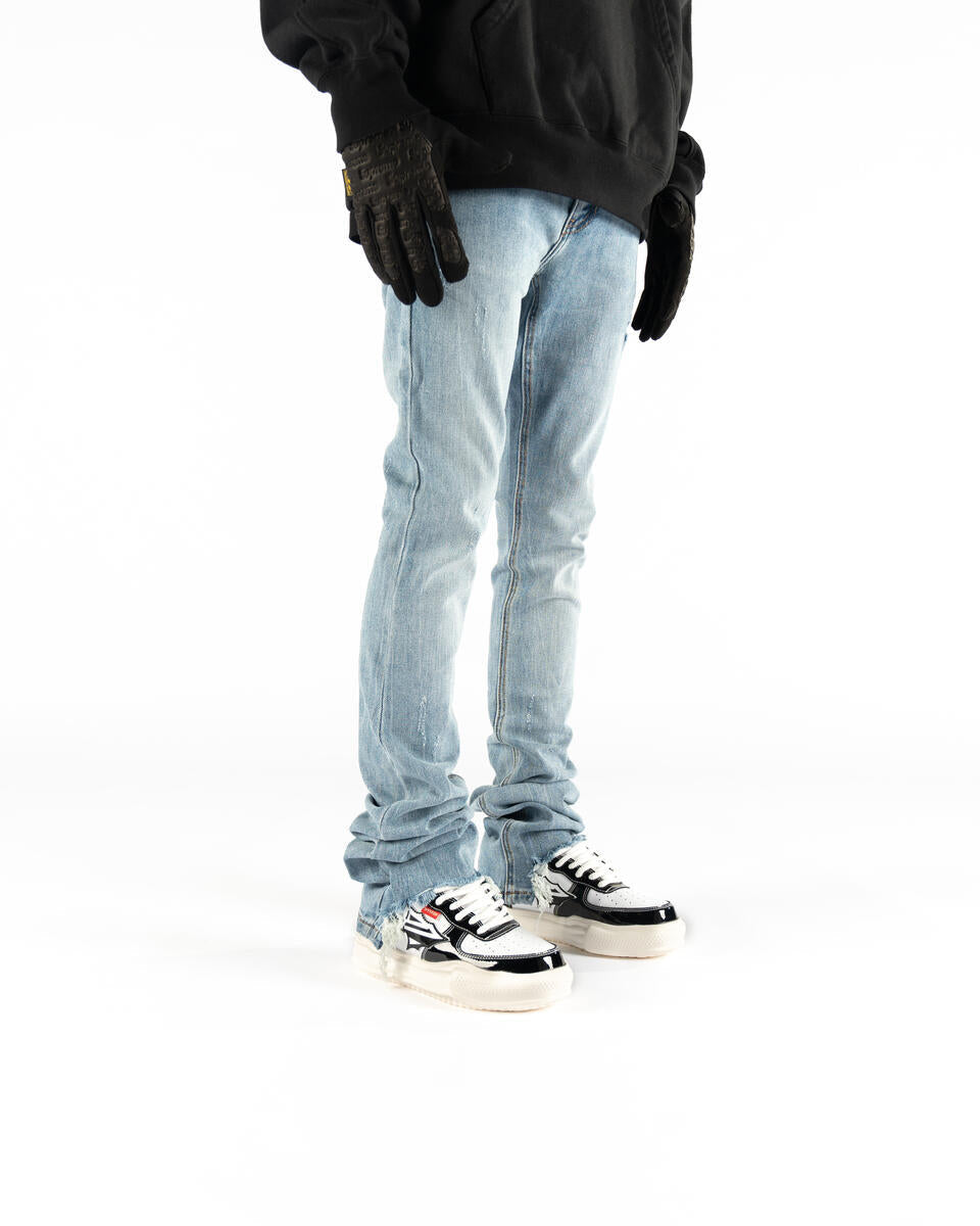 HEAVY STONE COLD FLARE STACKED DENIM