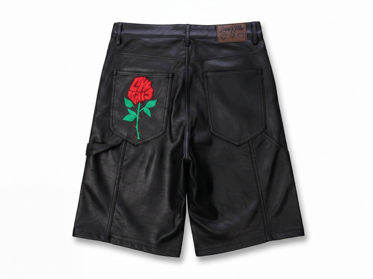 LOVE KILLS ROSE LOGO WAX JORTS