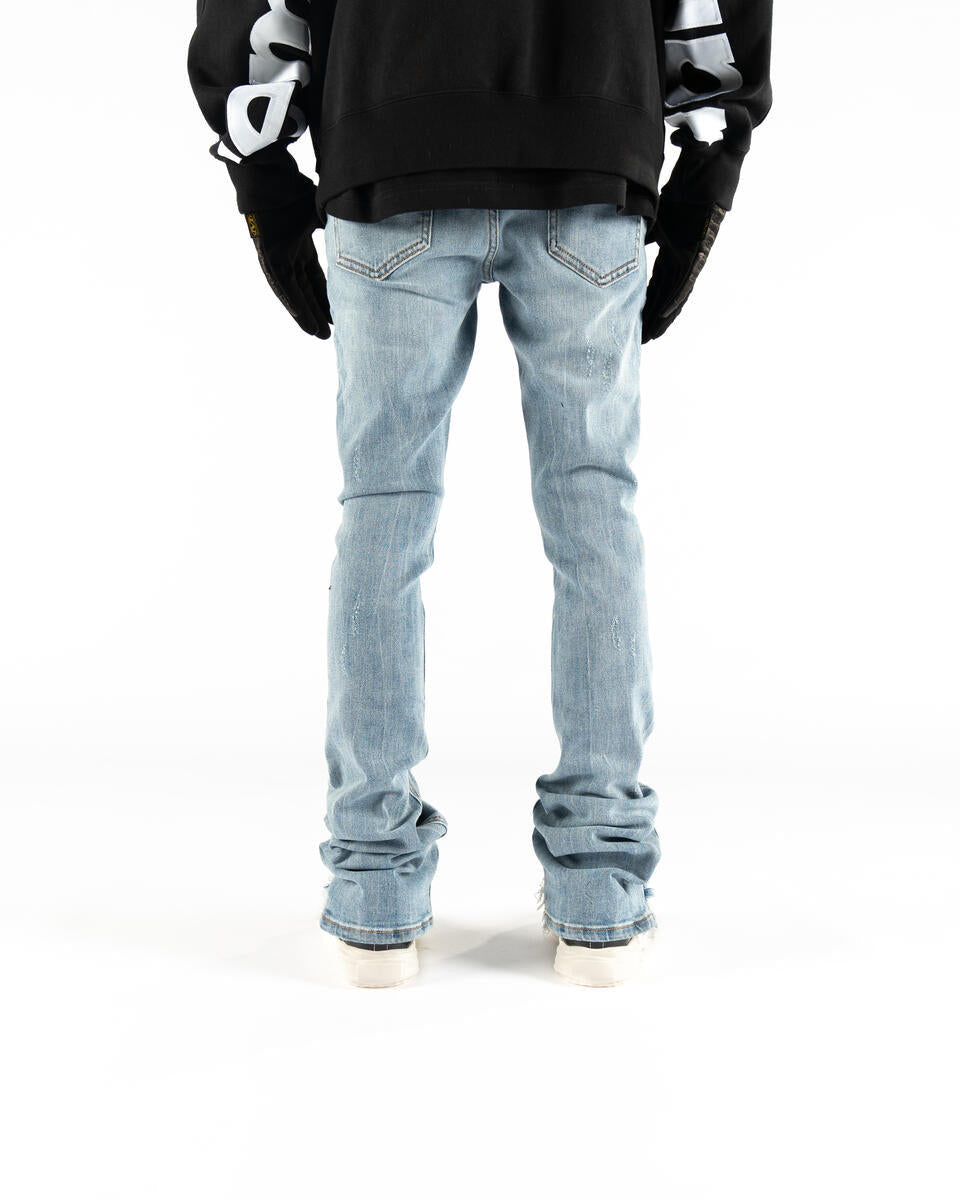 HEAVY STONE COLD FLARE STACKED DENIM