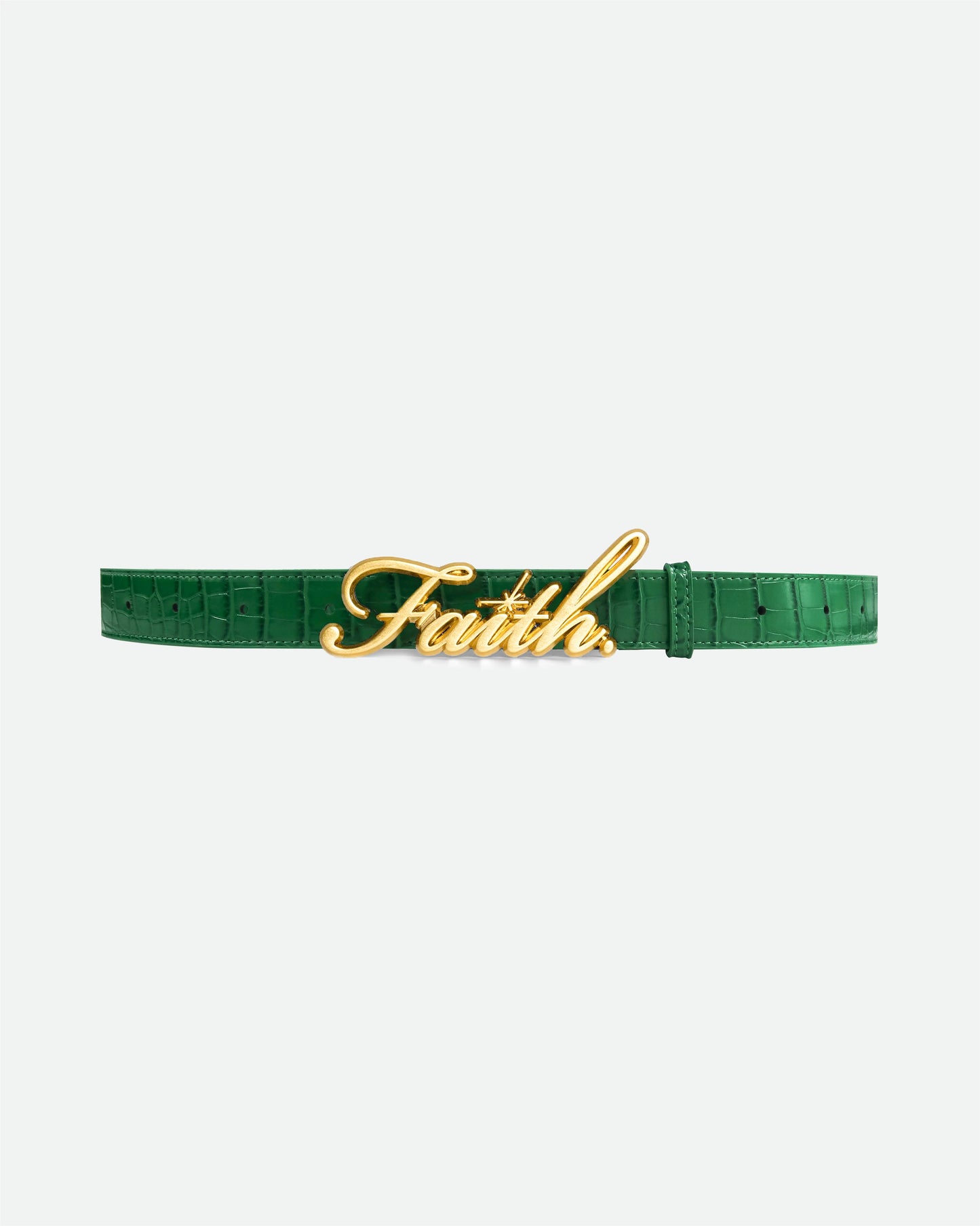 FAITH GREEN CROCODILE BELT