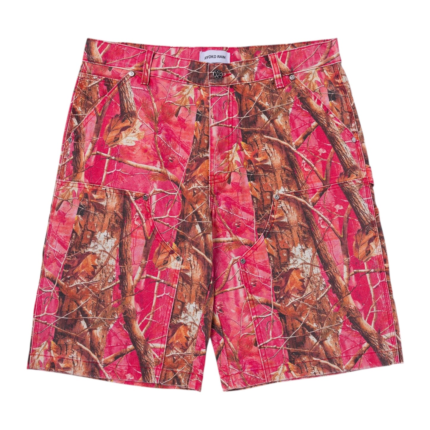 RYOKO RAIN TREE CAMO DOUBLE KNEE OVERSIZED SHORTS