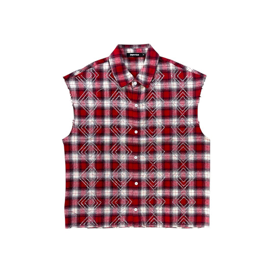 PRESTIGE IMPERIUM RHINESTONE FLANNEL BUTTON UP