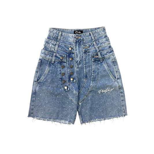 PRESTIGE COLLECTION TRIPLE WAISTED DENIM JORTS