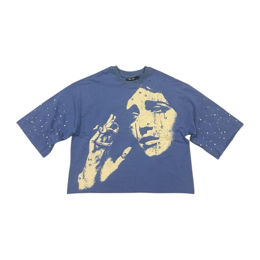 CONCEPT LA BETTER DAYS PEARLS CROPPED QUARTER SLEEVE SHIRT