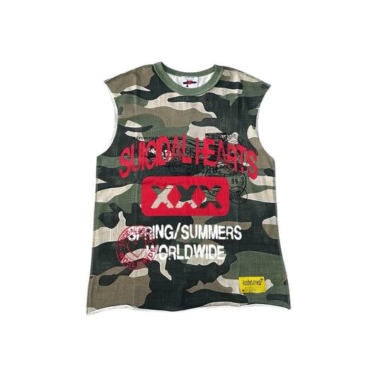 SUICIDAL HEARTS XXX CAMO SLEEVELESS T-SHIRT