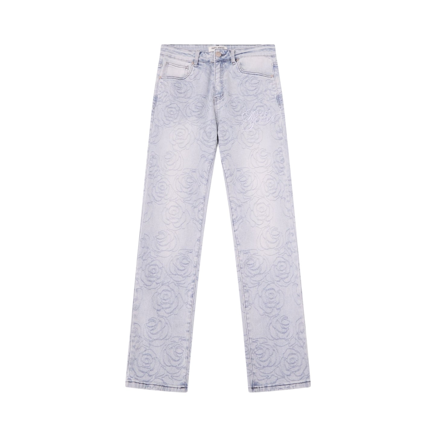 ALMOST SOMEDAY ROSETTE EMBROIDERED JEANS