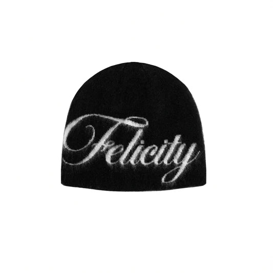 FELICITY MOHAIR BLACK BEANIE